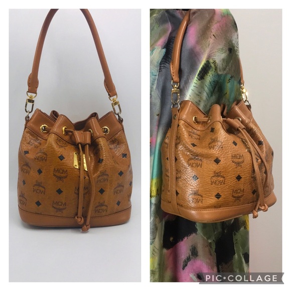 MCM Handbags - Authentic MCM Cognac Drawstring Bucket Bag